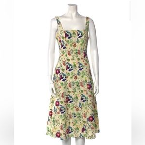 Christian Lacroix linen midi floral print dress
